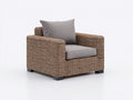 Poltrona da giardino - Rattan intrecciato-Tessuto - 95x87x82 cm - Marrone naturale-Grigio tortora - Stile minimalista