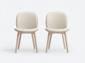 Sedia da pranzo - similpelle-legno - 56x58x82 cm - beige-legno chiaro - stile moderno