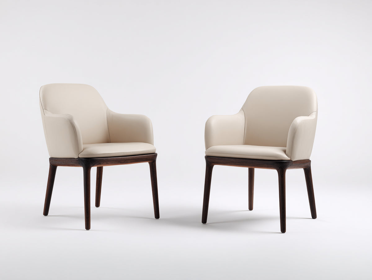 Sedia da pranzo - similpelle-legno - 60x62x82 cm - beige-marrone scuro - stile moderno