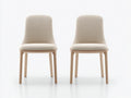 Sedia da pranzo - tessuto-legno - 54x58x84 cm - beige-legno chiaro - stile moderno