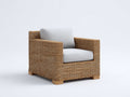 Poltrona da giardino - Rattan intrecciato-Tessuto - 97x88x85 cm - Marrone naturale-Grigio chiaro - Stile naturale