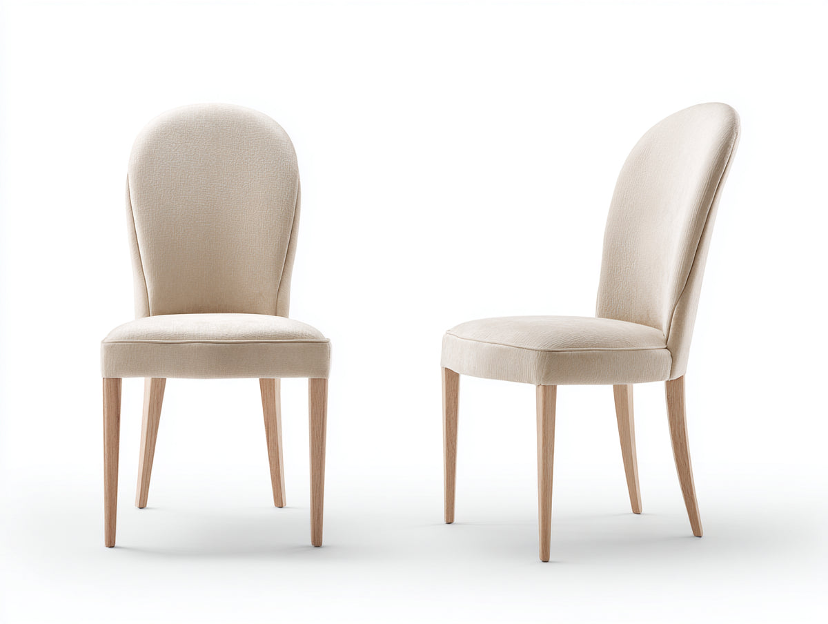 Sedia da pranzo - tessuto-legno - 56x60x90 cm - avorio-legno chiaro - stile moderno