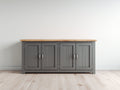 Credenza - Legno-Metallo - 160x40x80 cm - Grigio antracite-Rovere naturale - Stile contemporaneo