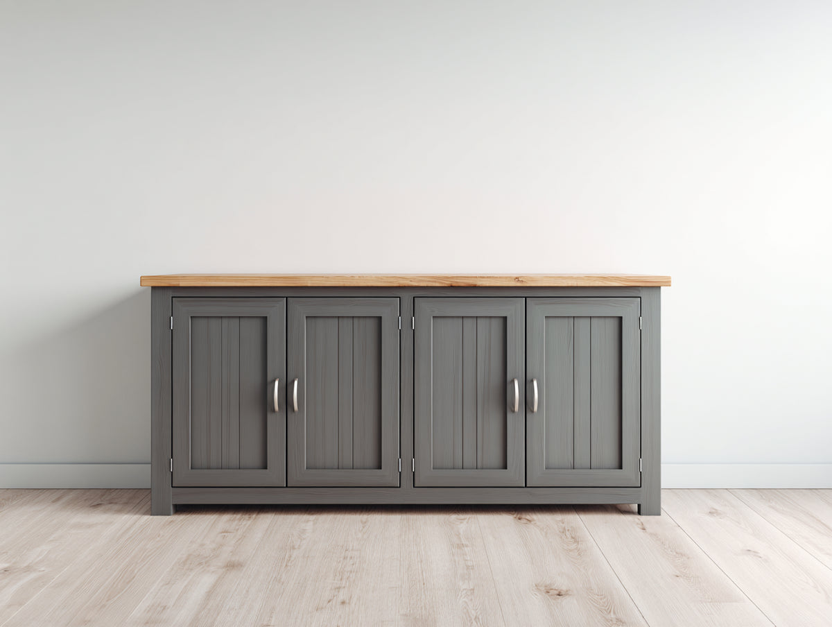 Credenza - Legno-Metallo - 160x40x80 cm - Grigio antracite-Rovere naturale - Stile contemporaneo