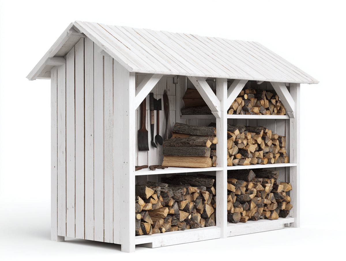 Portalegna - Legno - 180x75x175 cm - Bianco - Rustico organizzato