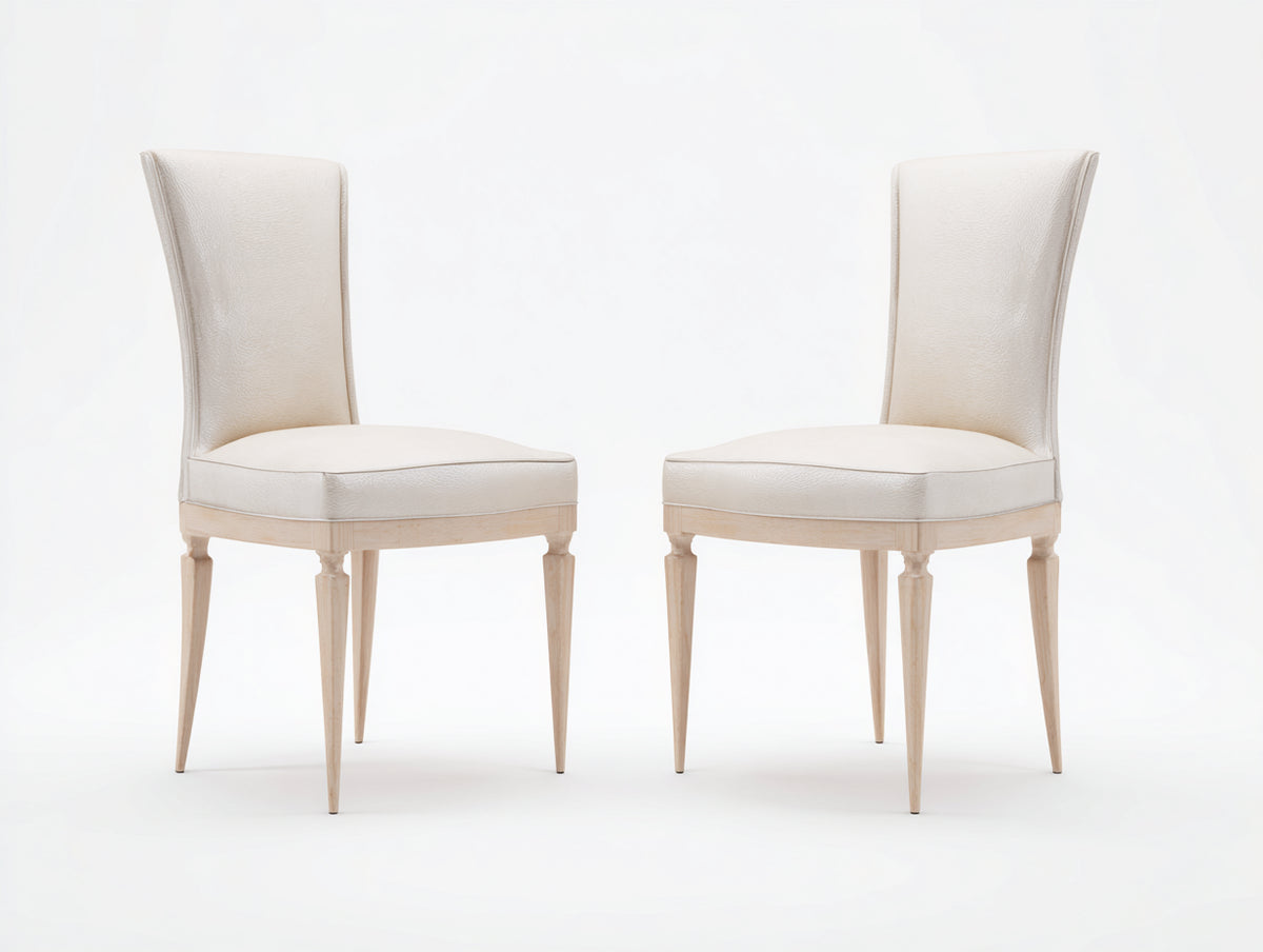 Sedia da pranzo - similpelle-legno - 58x60x95 cm - avorio - stile classico
