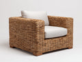 Poltrona da giardino - Rattan intrecciato-Tessuto - 100x91x85 cm - Marrone miele-Crema - Stile country
