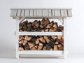 Portalegna - Legno - 135x55x130 cm - Bianco - Tradizionale funzionale