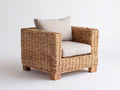 Poltrona da giardino - Rattan intrecciato-Tessuto - 96x87x82 cm - Marrone miele-Avorio - Stile contemporaneo