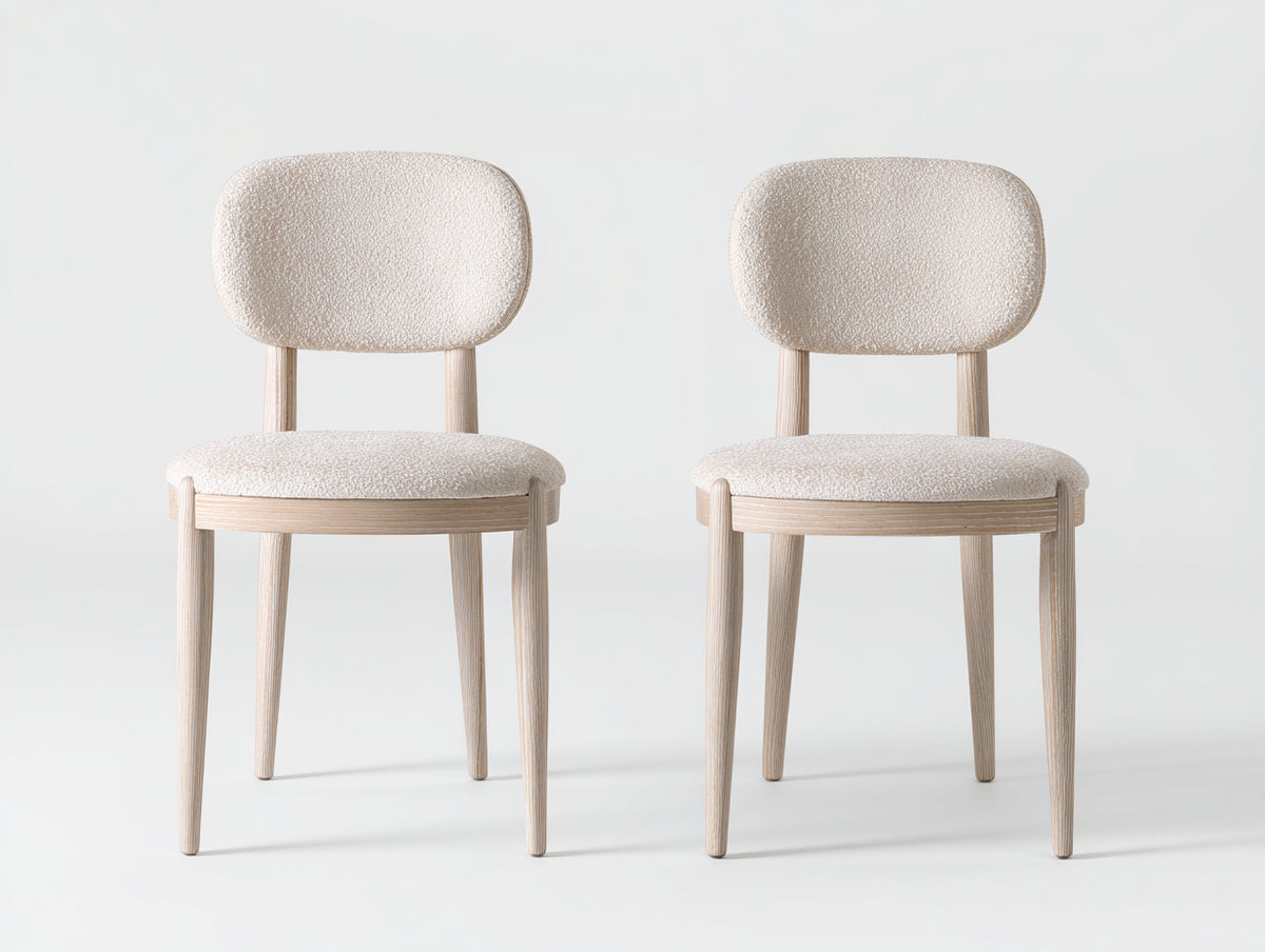 Sedia da pranzo - tessuto-legno - 55x58x82 cm - beige-legno chiaro - stile moderno