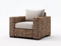 Poltrona da giardino - Rattan intrecciato-Tessuto - 97x88x84 cm - Marrone scuro-Beige chiaro - Stile rustico