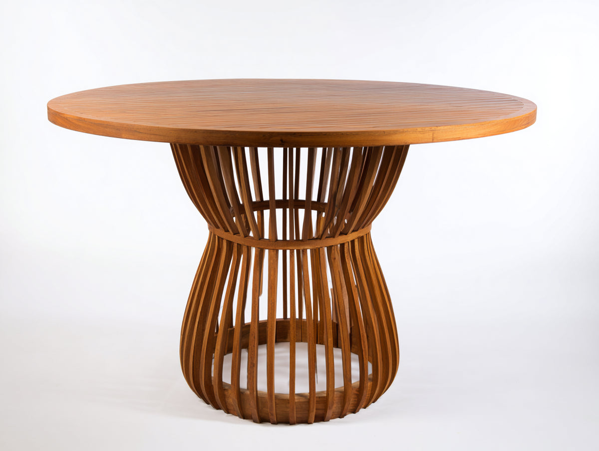 Tavolo da giardino - Legno di teak - 115 x 115 x 75 cm - Marrone ambrato - Stile boho contemporaneo