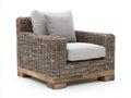 Poltrona da giardino - Rattan intrecciato-Tessuto - 99x91x86 cm - Marrone grigio-Grigio chiaro - Stile industriale rustico