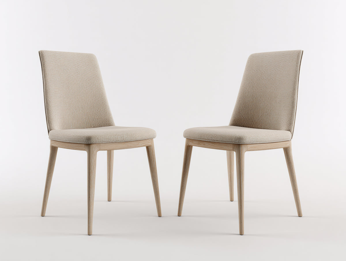 Sedia da pranzo - tessuto-legno - 55x60x88 cm - beige-legno chiaro - stile moderno
