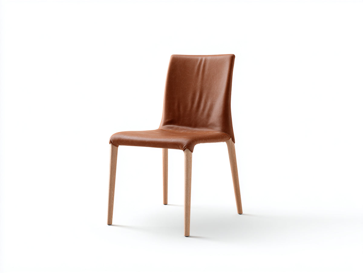 Sedia da pranzo - similpelle-legno - 52x58x86 cm - marrone - stile moderno