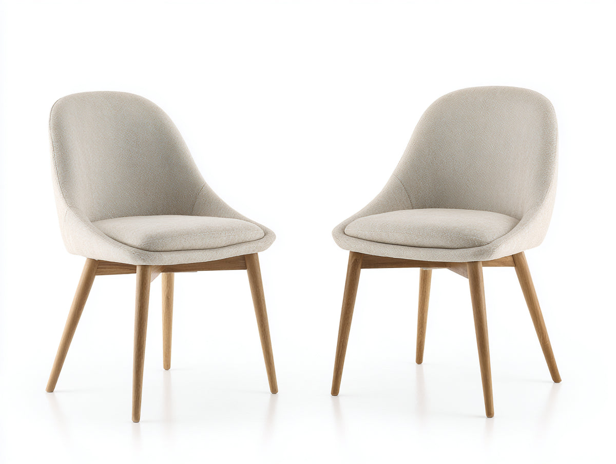 Sedia da pranzo - tessuto-legno - 62x65x82 cm - beige-legno chiaro - stile moderno
