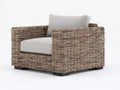 Poltrona da giardino - Rattan intrecciato-Tessuto - 99x90x83 cm - Marrone grigiastro-Grigio chiaro - Stile rustico contemporaneo