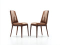 Sedia da pranzo - similpelle-legno - 55x60x92 cm - marrone - stile moderno
