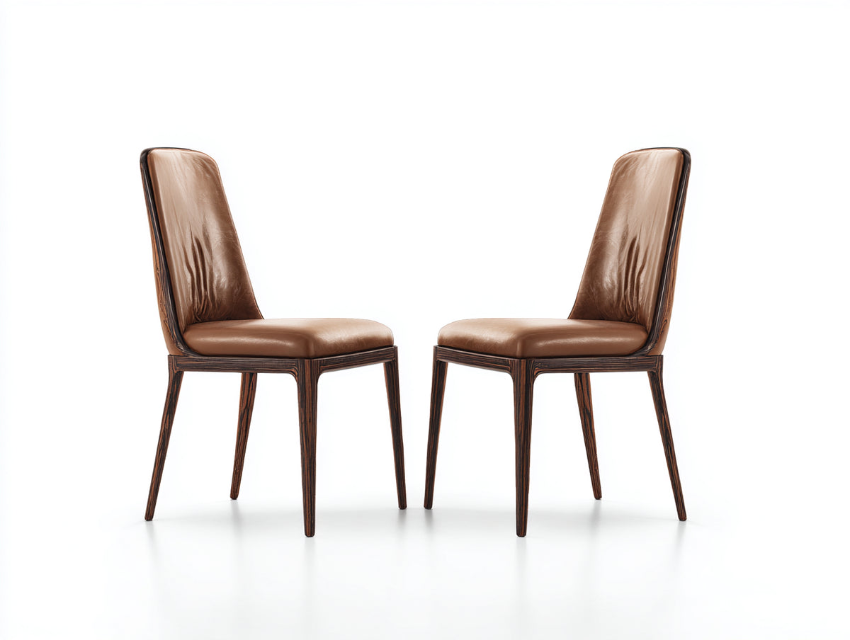 Sedia da pranzo - similpelle-legno - 55x60x92 cm - marrone - stile moderno