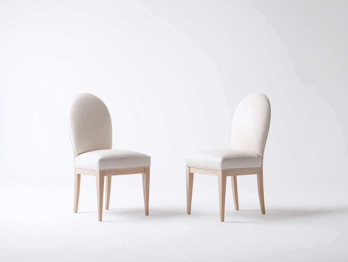 Sedia da pranzo - tessuto-legno - 50x57x91 cm - avorio-legno chiaro - stile contemporaneo