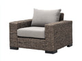 Poltrona da giardino - Rattan intrecciato-Tessuto - 100x91x84 cm - Marrone tortora-Grigio - Stile rustico