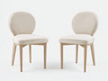 Sedia da pranzo - tessuto-legno - 58x60x84 cm - beige-legno chiaro - stile moderno