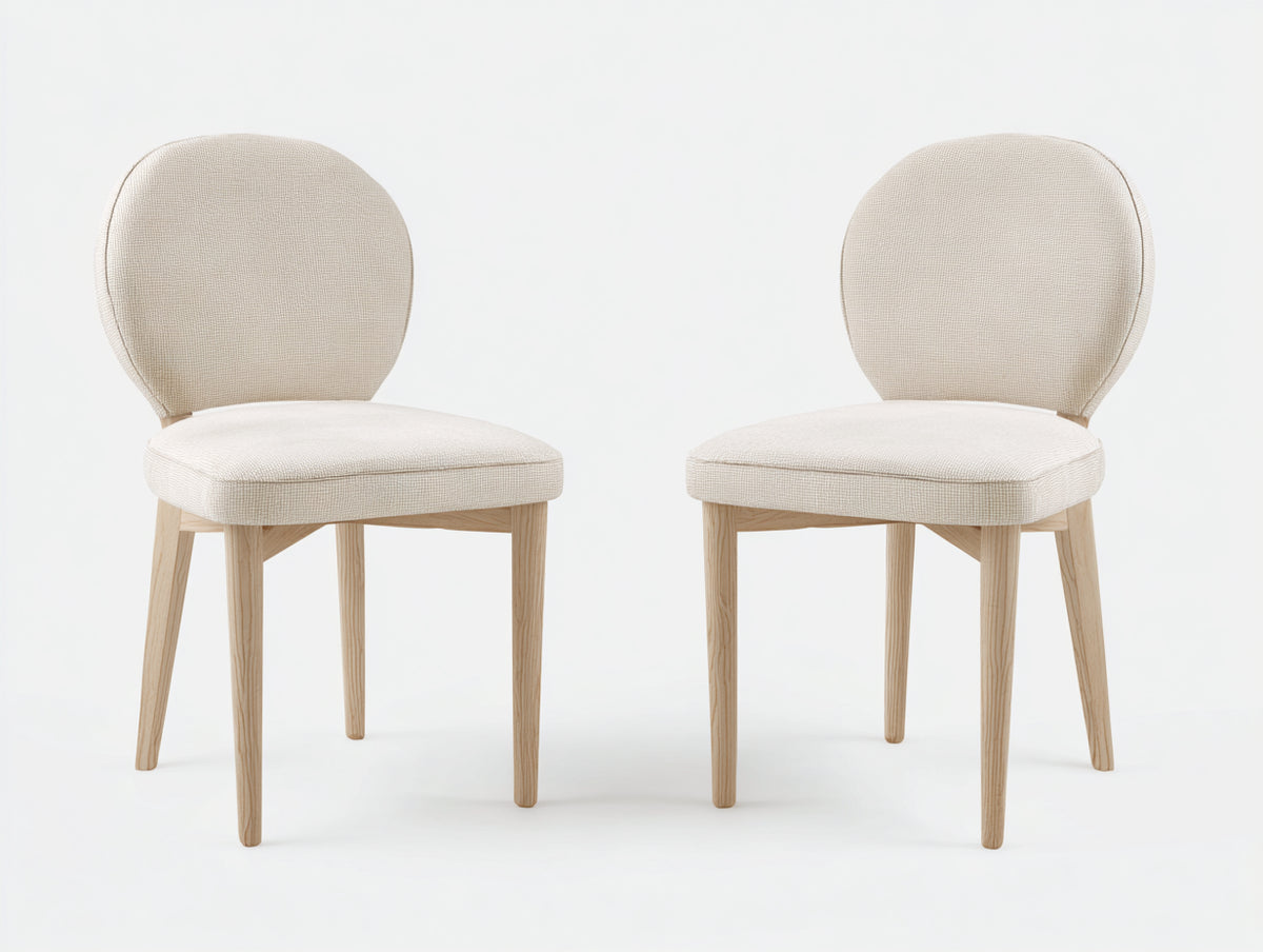 Sedia da pranzo - tessuto-legno - 58x60x84 cm - beige-legno chiaro - stile moderno