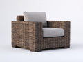 Poltrona da giardino - Rattan intrecciato-Tessuto - 98x89x83 cm - Marrone tortora-Grigio - Stile rustico contemporaneo