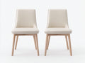Sedia da pranzo - similpelle-legno - 55x60x86 cm - beige-legno chiaro - stile moderno