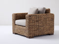 Poltrona da giardino - Rattan intrecciato-Tessuto - 100x91x85 cm - Marrone naturale-Grigio chiaro - Stile country
