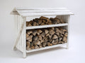 Portalegna - Legno - 125x55x115 cm - Bianco - Rustico compatto