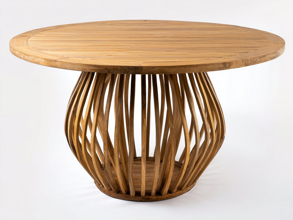 Tavolo da giardino - Legno di teak - 120 x 120 x 76 cm - Marrone dorato - Stile artigianale