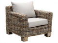 Poltrona da giardino - Rattan intrecciato-Tessuto - 96x88x89 cm - Marrone tortora-Crema - Stile classico